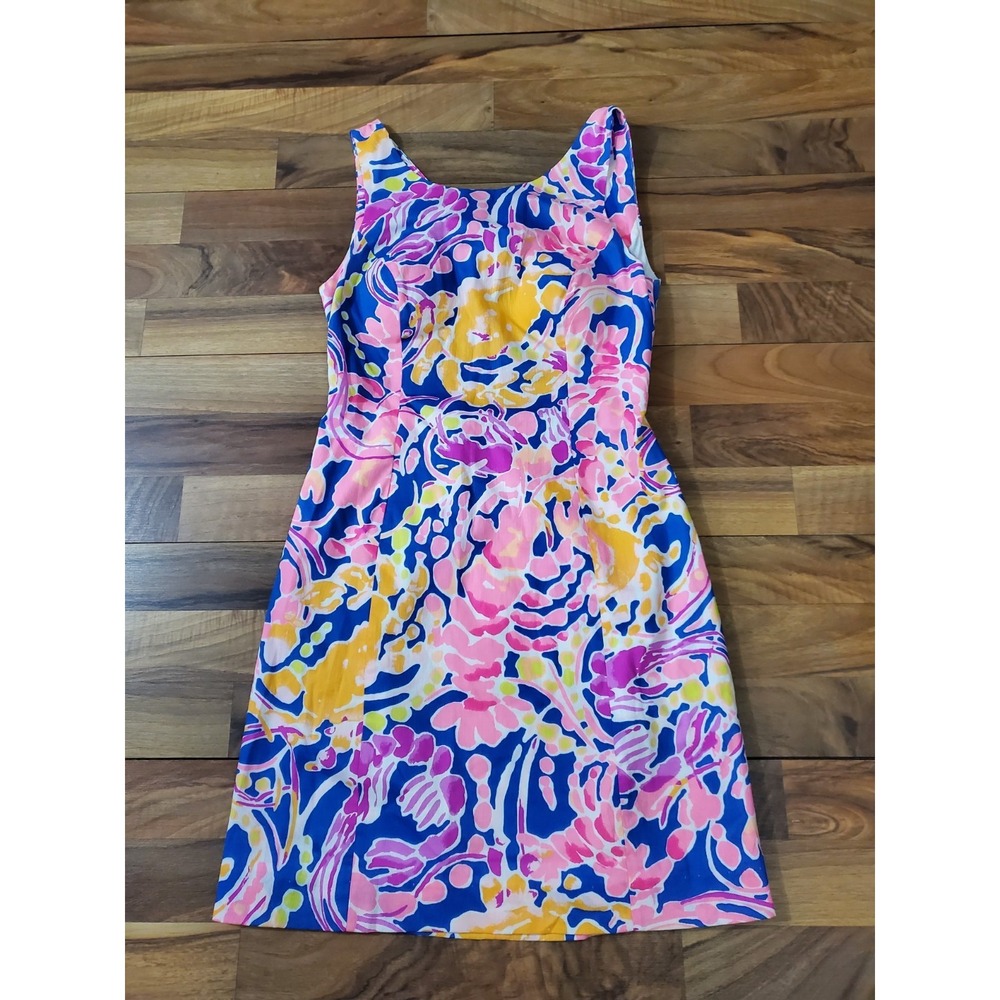 Lilly Pulitzer Courtney Shift Mini Dress Women's Size 0 Open Back Built in Bra
